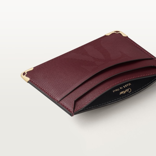 カード ホルダー マスト  XLロゴ パンチング加工ボルドーカラー カーフスキン、ゴールドフィニッシュ