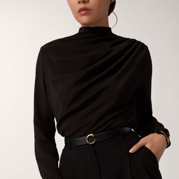 パンテール ドゥ カルティエ ベルト ブラック カーフスキン、ゴールドフィニッシュ バックル