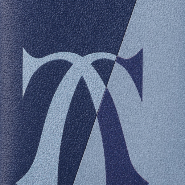 カード ホルダー マスト  ディープブルー＆クラウドグレー スムースカーフスキン、パラジウムフィニッシュ