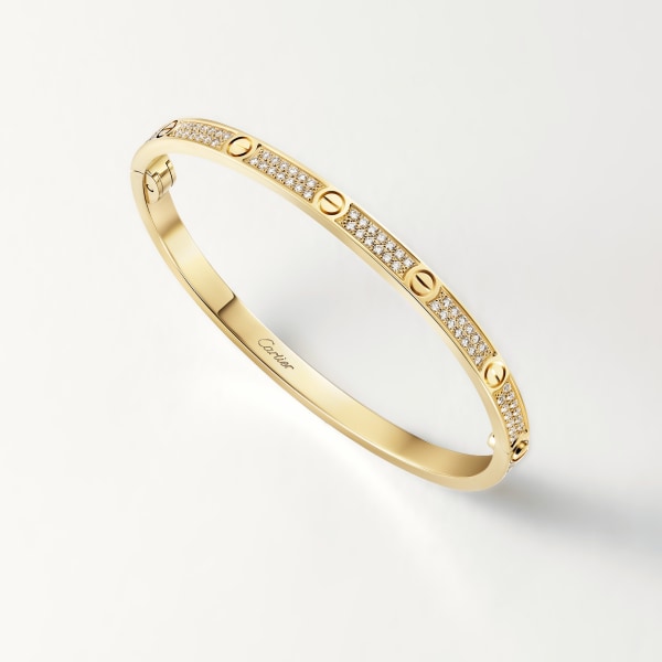 Love ブレスレット、スモールモデル、パヴェ イエローゴールド、ダイヤモンド