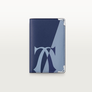 カード ホルダー マスト  ディープブルー＆クラウドグレー スムースカーフスキン、パラジウムフィニッシュ
