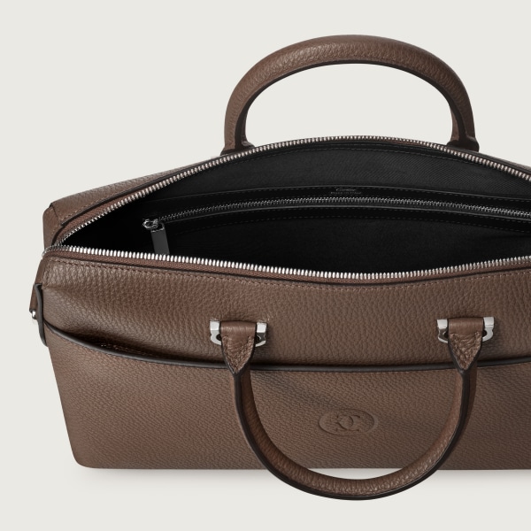 ブリーフケース マスト  ペッパーグレー カーフスキン、パラジウムフィニッシュ