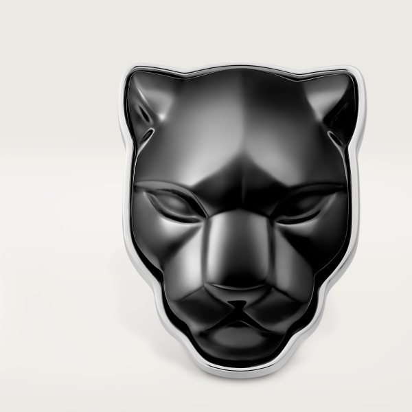 パンテール ドゥ カルティエ カフリンクス シルバー、ブラックセラミック、パラジウムフィニッシュ