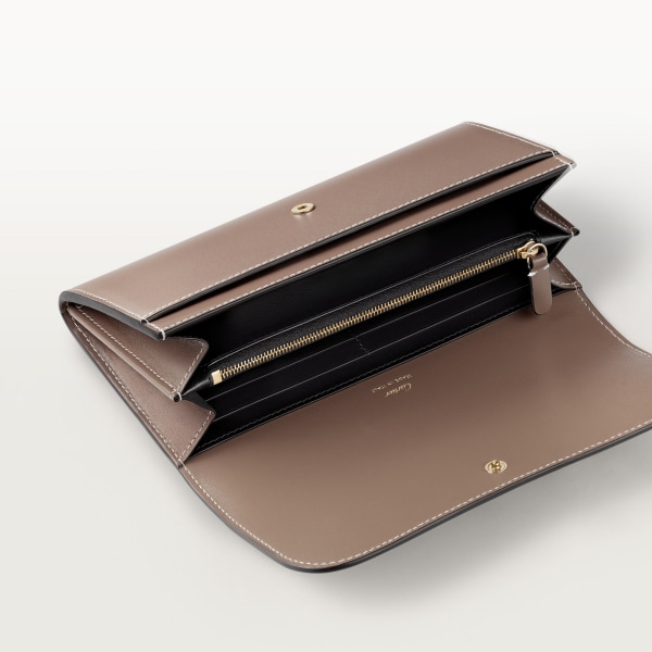 ウォレット パンテール  クレイカラー グレインド カーフスキン、ゴールドフィニッシュ