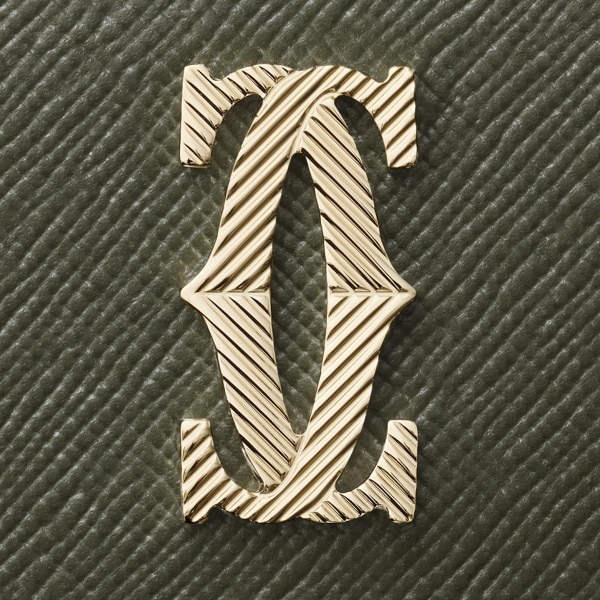 ウォレット 
C ドゥ カルティエ グリーンティー カーフスキン、ゴールドフィニッシュ ゴドロンモチーフ