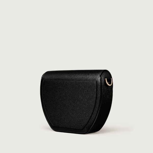 ホーボーバッグ C ドゥ カルティエ  ブラック テクスチャー カーフスキン、刺繡入り、ゴールドフィニッシュ