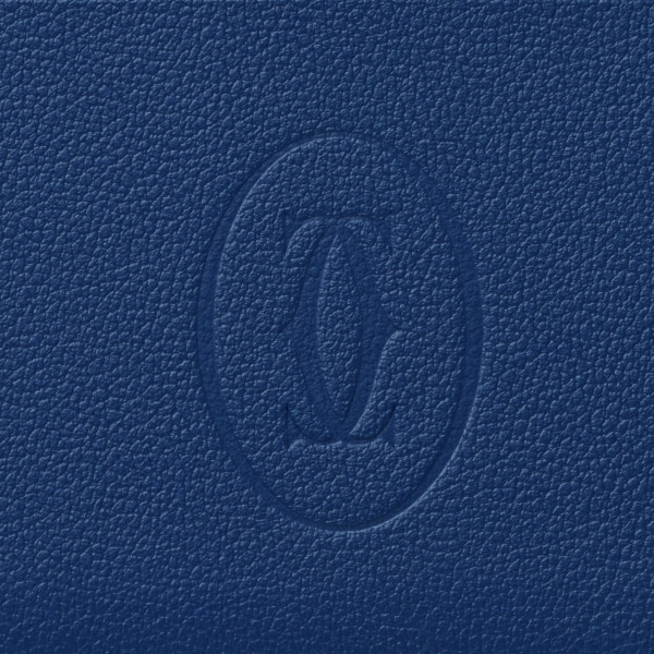 カード ホルダー マスト  ディープブルー カーフスキン、ゴールドフィニッシュ