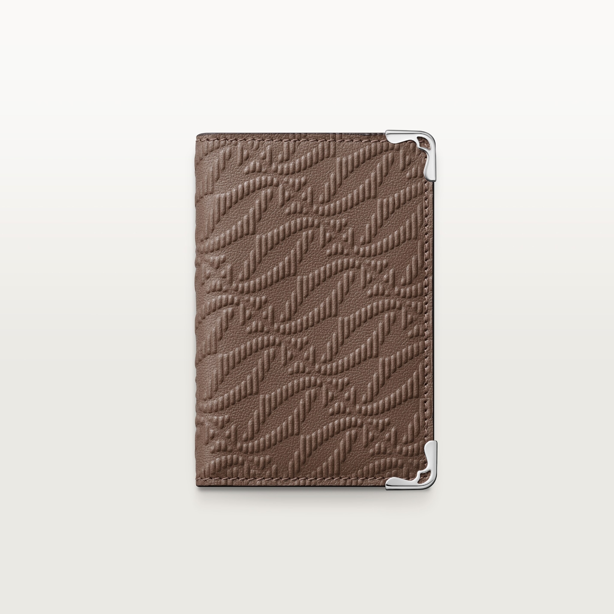 カード ホルダー マスト デボス加工 ペッパーグレー カーフレザー、ゴドロンモチーフ、エンボス加工 パラジウムフィニッシュ 