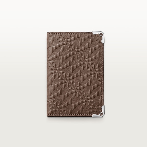 カード ホルダー マスト  デボス加工 ペッパーグレー カーフレザー、ゴドロンモチーフ、エンボス加工 パラジウムフィニッシュ 