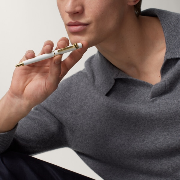 パンテール ドゥ カルティエ ボールペン SM、ホワイトラッカー、ゴールド フィニッシュ