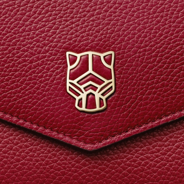 ウォレット パンテール グラフィック  ボルドーカラー カーフスキン、ゴールドフィニッシュ