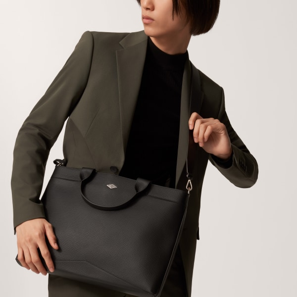 ブリーフケース ロザンジュ  ブラック グレインド カーフスキン、パラジウムフィニッシュ＆エナメル