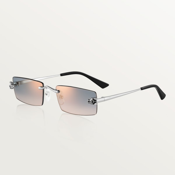 パンテール ドゥ カルティエ サングラス スムース プラチナフィニッシュ メタル、グレー＆ブラウングラデーションレンズ 