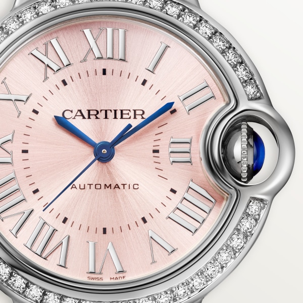 バロン ブルー ドゥ カルティエ ウォッチ 33mm、自動巻きメカニカルムーブメント、スティール、ダイヤモンド