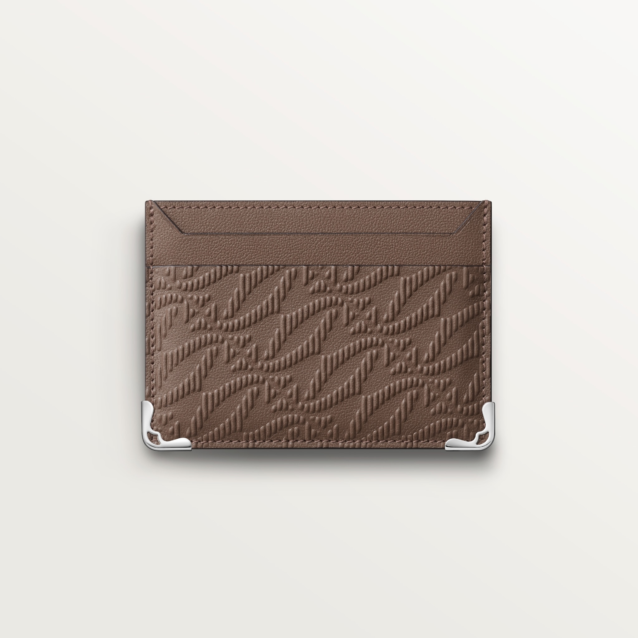 カード ホルダー マスト デボス加工 ペッパーグレー カーフレザー、ゴドロンモチーフ、エンボス加工 パラジウムフィニッシュ 