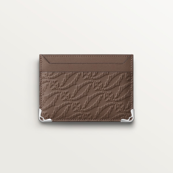 カード ホルダー マスト  デボス加工 ペッパーグレー カーフレザー、ゴドロンモチーフ、エンボス加工 パラジウムフィニッシュ 