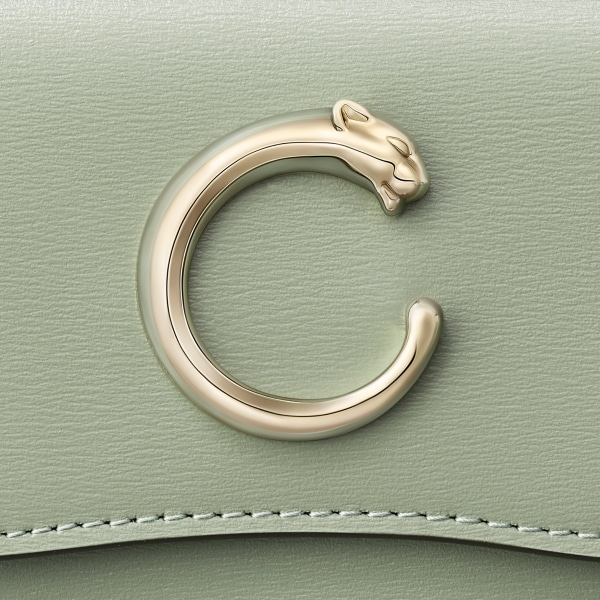 ウォレット パンテール C  セージグリーン グレインド カーフスキン、ゴールドフィニッシュ