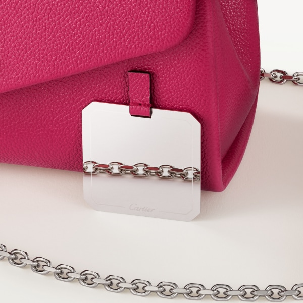スモール バッグ パンテール グラフィック  ラズベリー カーフスキン、パラジウムフィニッシュ