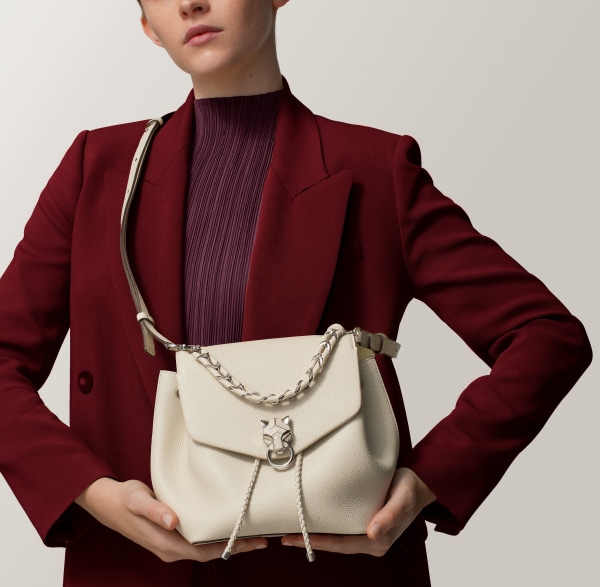 バックパック パンテール グラフィック  ソルトホワイト グレインド カーフスキン、パラジウムフィニッシュ