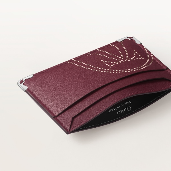 カード ホルダー マスト  ボルドーカラー カーフスキン、XLドットロゴ プリント、パラジウムフィニッシュ