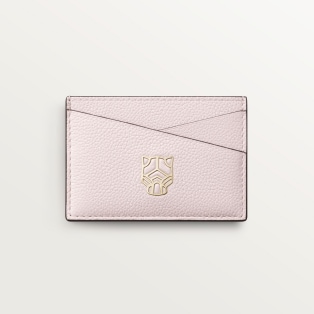 カード ホルダー パンテール グラフィック  ペタルピンク グレイン カーフスキン、ゴールドフィニッシュ