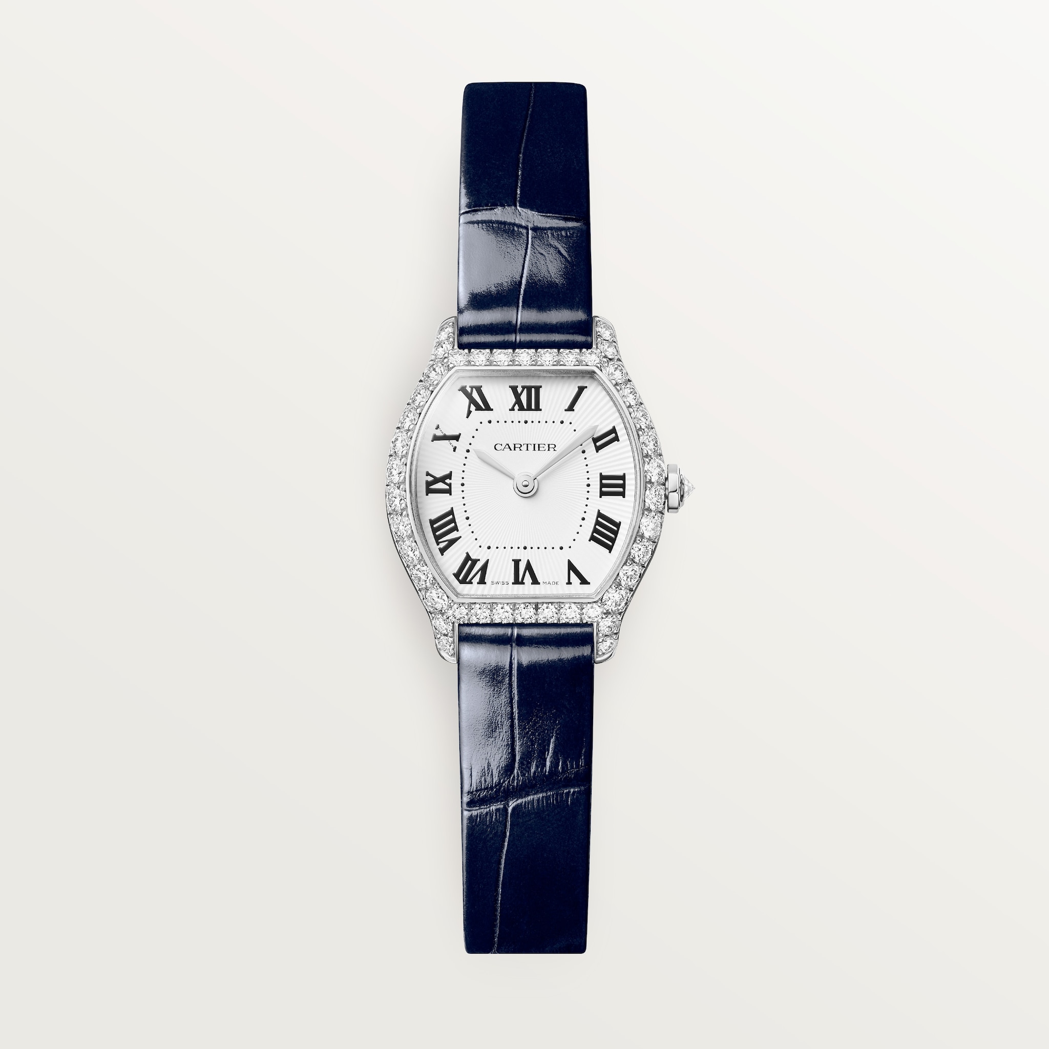 トーチュ ウォッチミニモデル、クォーツムーブメント、ホワイトゴールド、ダイヤモンド、レザー