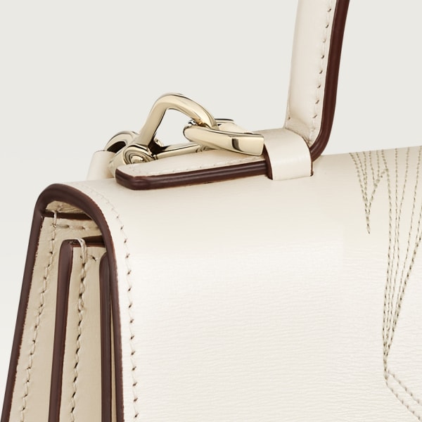 スモール バッグ パンテール C  ソルトホワイト グレインド カーフスキン、ジャングル エンブロイダリー、ゴールドフィニッシュ