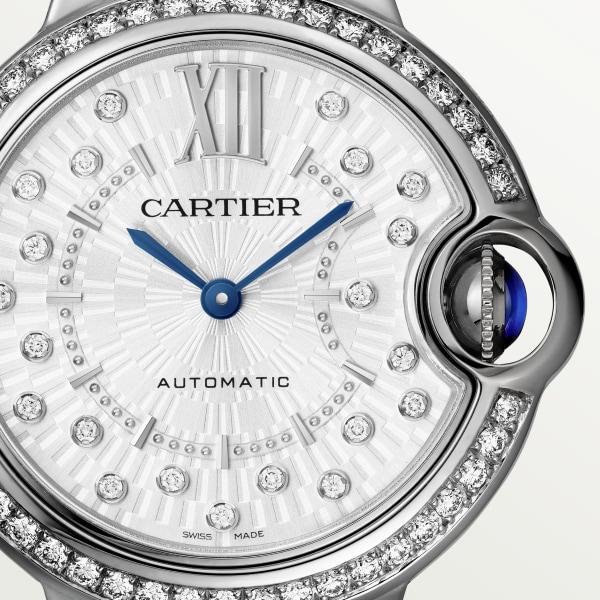 バロン ブルー ドゥ カルティエ ウォッチ 33mm、自動巻きメカニカルムーブメント、スティール、ダイヤモンド