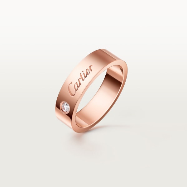 C ドゥ カルティエ ウェディングリング、幅5mm、ダイヤモンド1石 ピンクゴールド、ダイヤモンド
