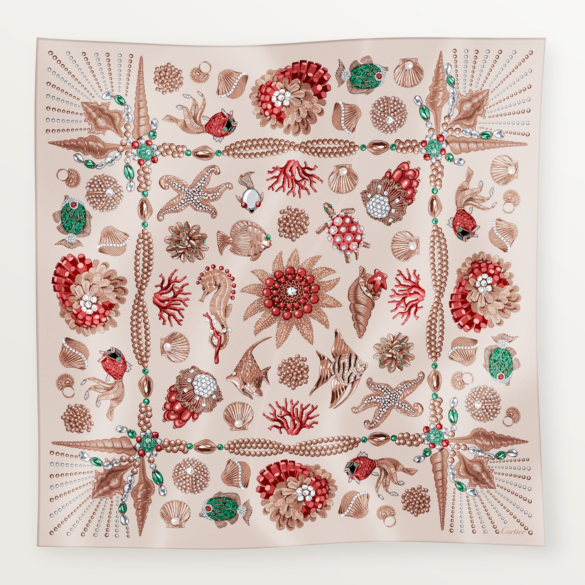 プレシャス ダイビング スクエア スカーフ 90コードベージュ シルクツイル