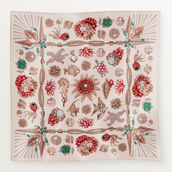 プレシャス ダイビング スクエア スカーフ 90 コードベージュ シルクツイル