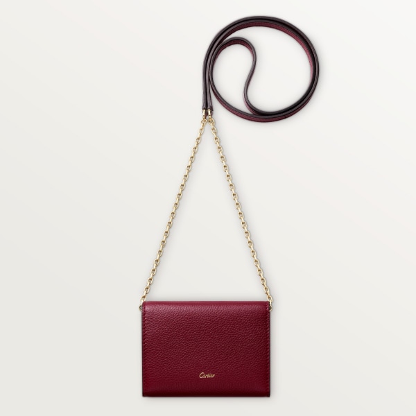 パンテール ドゥ カルティエ ウォレット バッグ ボルドーカラー カーフスキン、ゴールドフィニッシュ