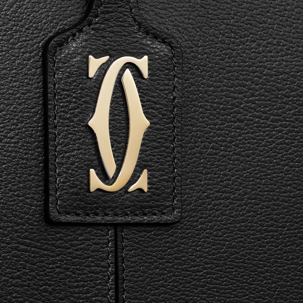 トートバッグ C ドゥ カルティエ  ブラック グレイン カーフスキン、ゴールドフィニッシュ