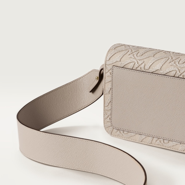 C ドゥ カルティエ イーストウエストバッグ 刺繍入り、ベージュ カーフスキン、ゴールドフィニッシュ